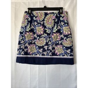 Talbots Women's Skirt Size 4P Blue Purple Paisley Mini‎ Preppy Colorful